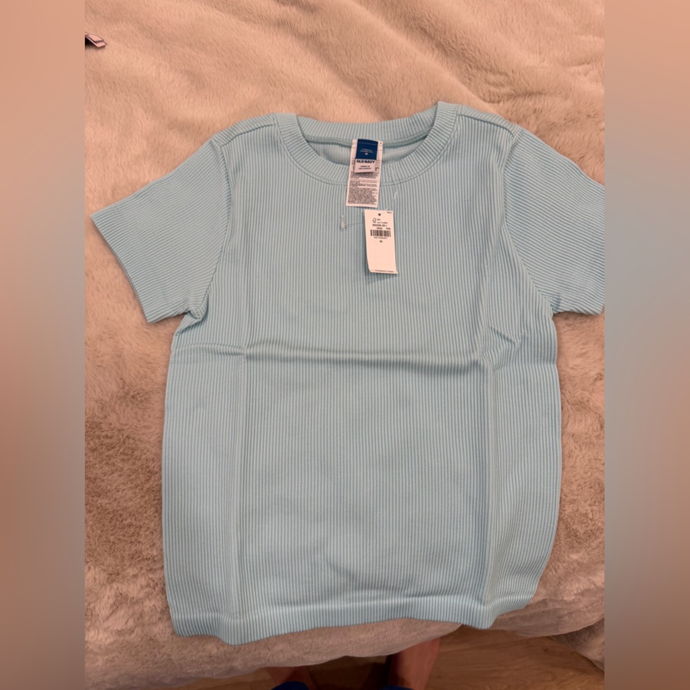 Old Navy Light Blue Ribbed Tee